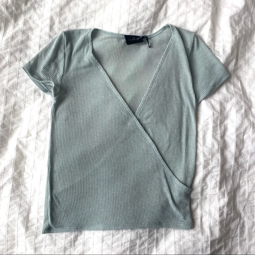 Urban Outfitters Out From Under Sage Soft Ribbed Wrapped Tee